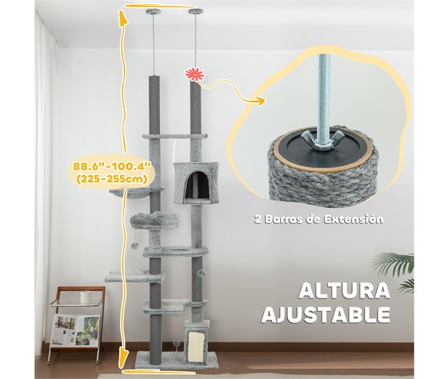 Arranhador para Gatos Aglomerado, Poliéster e Algodão PP PawHut Cinza