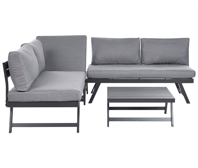 Beliani Conjunto lounge COCCORINO Cinza Escuro