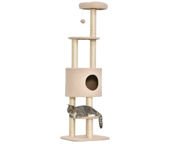 Arranhador para Gatos Aglomerado e Sisal PawHut Bege