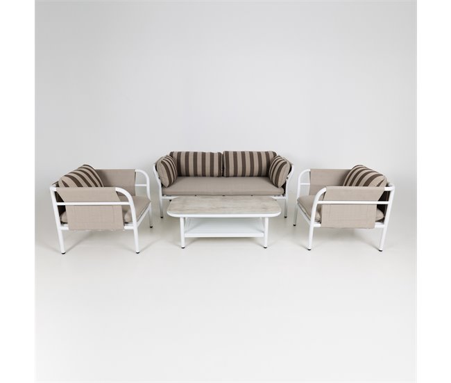 Conjunto de jardim montecarlo mesa baixa, sofá e 2 cadeirões