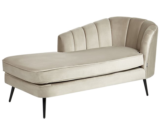Beliani Chaise longue Veludo ALLIER Bege