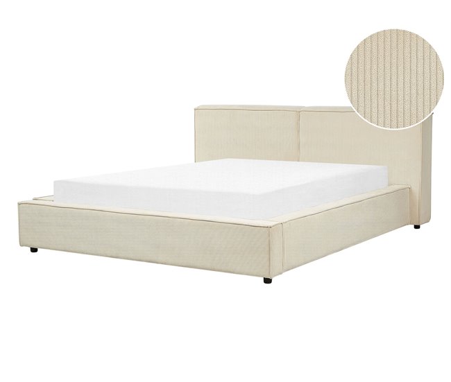 Beliani Cama com estrado Bombazine LINARDS 210x242 Bege