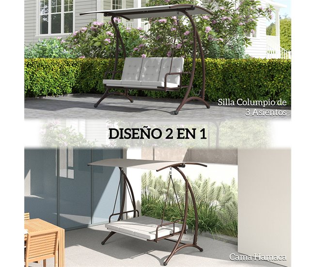 Baloiço de Jardim Aço e Poliéster Outsunny Cinza