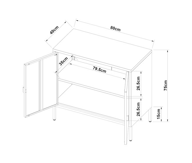 Armário de escritório Hailuoto com compartimentos e 2 portas Cinza