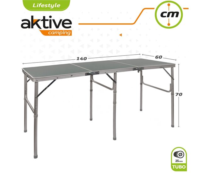 Mesa de campismo dobrável Aktive Cinza