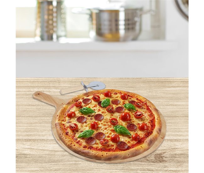 WELL HOME - Conjunto de corte de pizza de 2 peças Natural