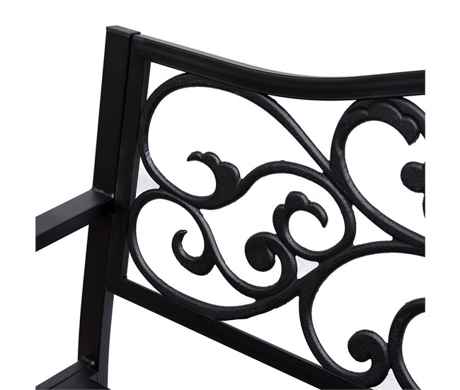 Banco de Jardim Aço e Ferro Fundido Outsunny Preto