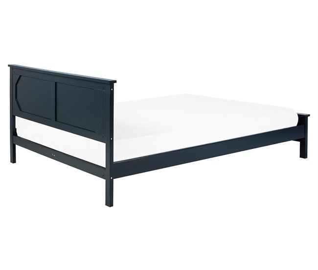 Beliani Cama com estrado Pinho OLIVET 168x208 Azul