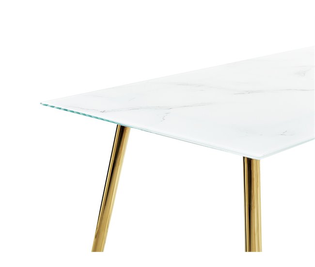 Beliani Mesa de jantar MULGA Branco/ Bege