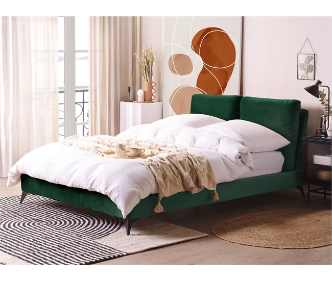 Beliani Cama Veludo MELLE 156x233 Cinza
