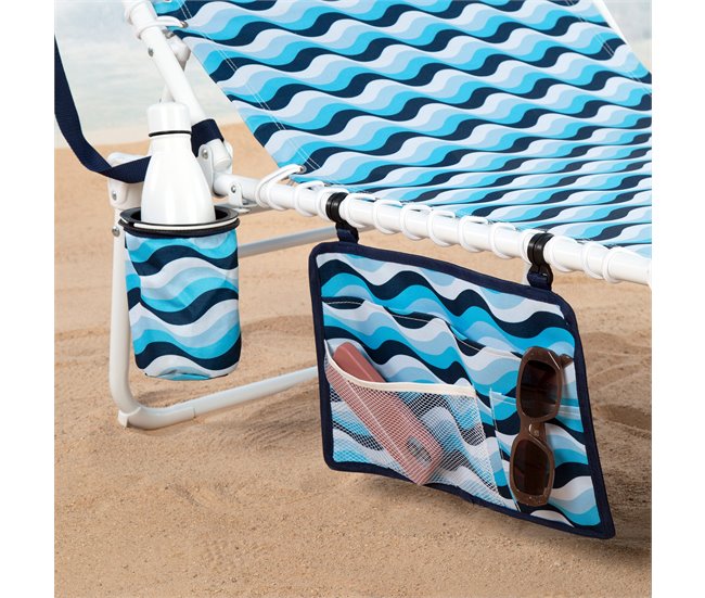 Aktive Espreguiçadeira de praia dobrável reclinável em 4 posições Azul
