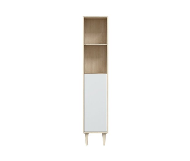Armário coluna com efeito madeira 30 Branco/ Madeira