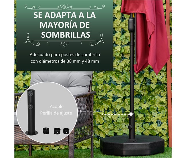 Base Chapéu de Sol HDPE, Metal Outsunny 60x60 Preto