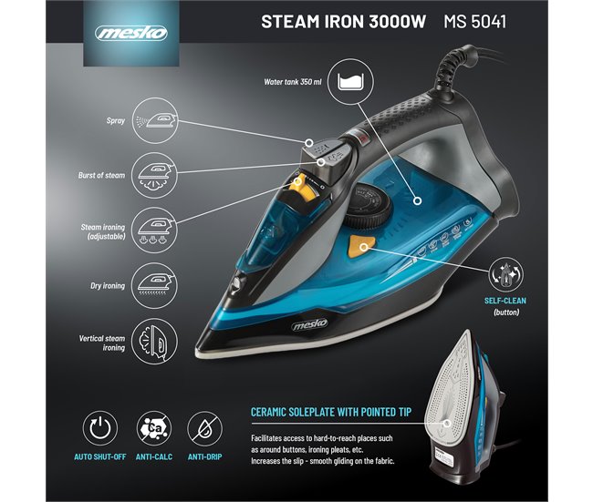 Ferro a Vapor Mesko MS5041 Azul