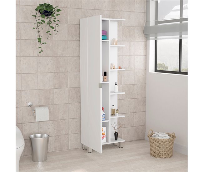 Armário da casa de banho Urano Corner, com 5 prateleiras Branco