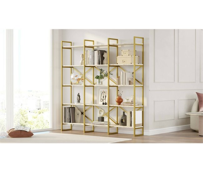 Estante de livros com efeito madeira 170 Dourado