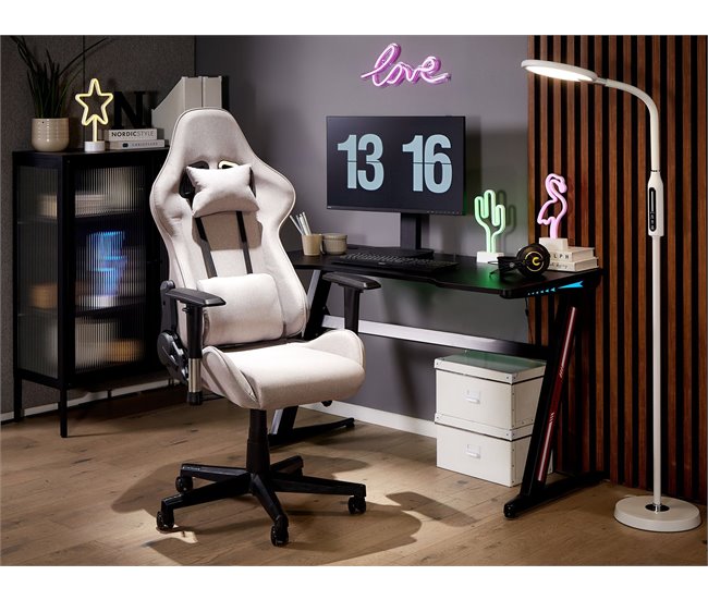 Beliani Cadeira de Gaming WARRIOR Cinza Claro