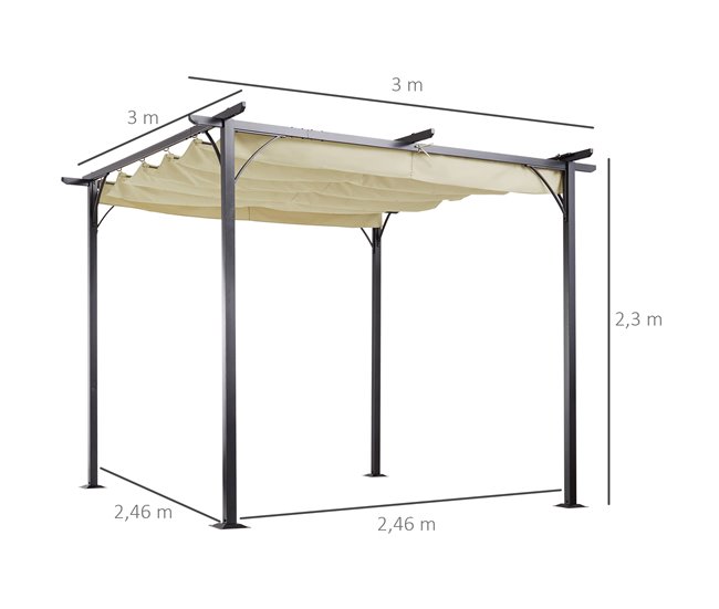 Pérgola de Jardim tecido de aço e poliéster Outsunny 300x300 Multicor