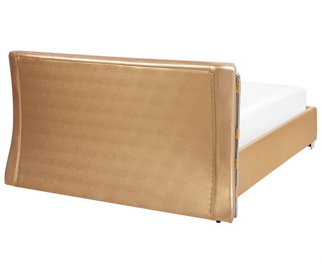 Beliani Cama Piel PARIS 215x228 Dourado