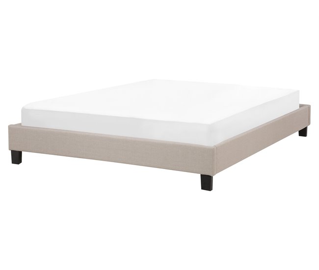 Beliani Cama com estrado Poliéster ROANNE 169x211 Bege