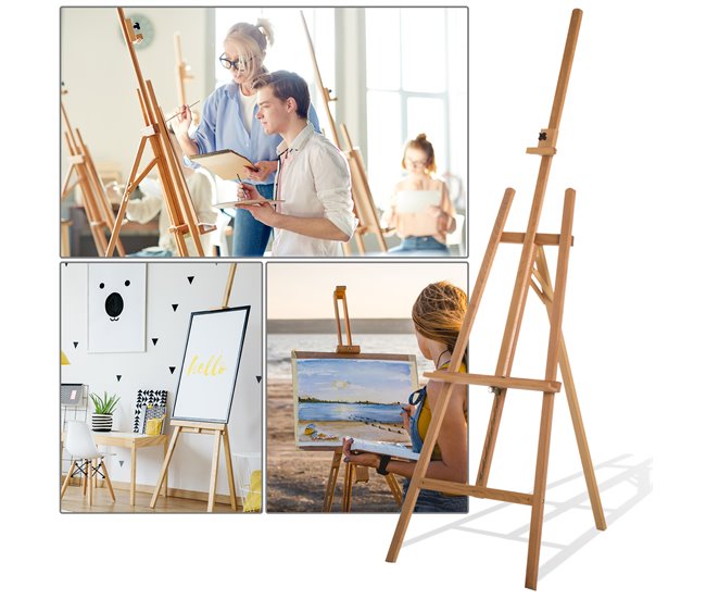 Cavalete de Pintura Madeira de Faia HOMCOM Castanho