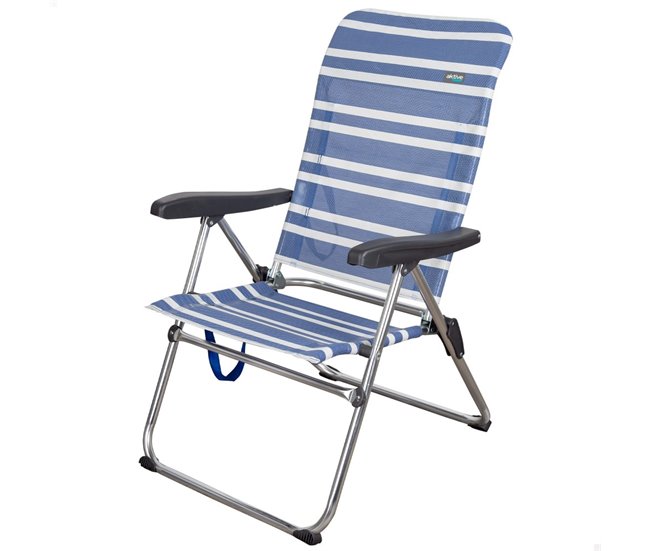 Cadeira de praia dobrável alta de 5 posições Aktive 46,5x63x93 cm Azul