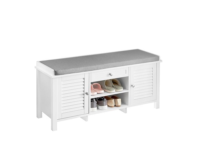 Banco para sapatos 1 gaveta 2 portas 2 prateleiras FSR83-W SoBuy Branco