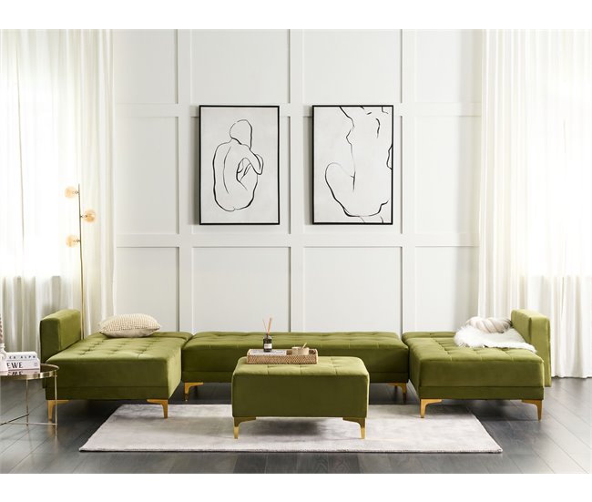 Beliani Sofá-cama Veludo ABERDEEN Verde
