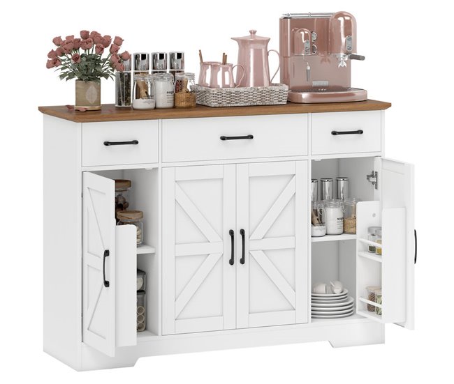 Aparador Melamina de Madeira, MDF HOMCOM Branco