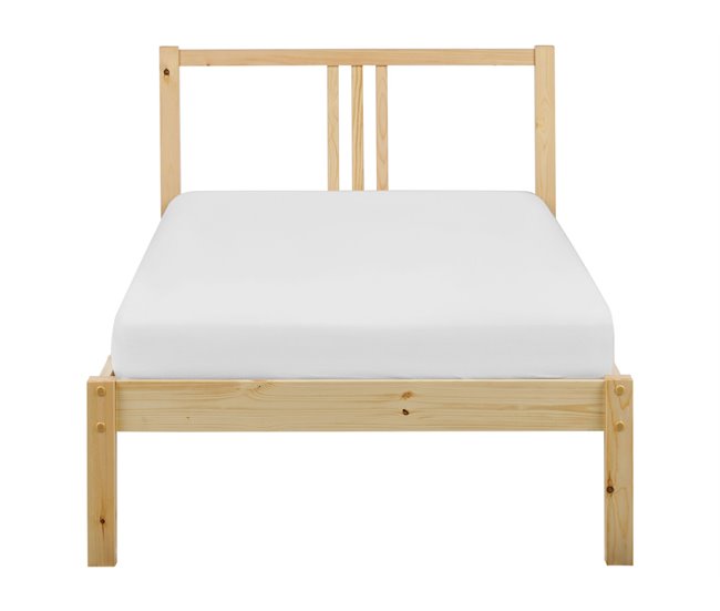 Beliani Cama com estrado Pinho VANNES 97x209 Castanho