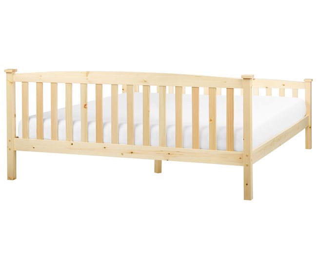 Beliani Cama com estrado Pinho GIVERNY 189x208 Branco