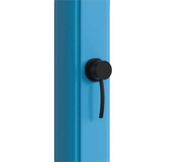 Starmatrix RIO Chuveiro solar em polietileno curvo Altura 226 cm Tanque 22 l Lavador de pés, vermelho Azul