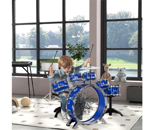 Bateria para Crianças ABS e Aço AIYAPLAY Azul