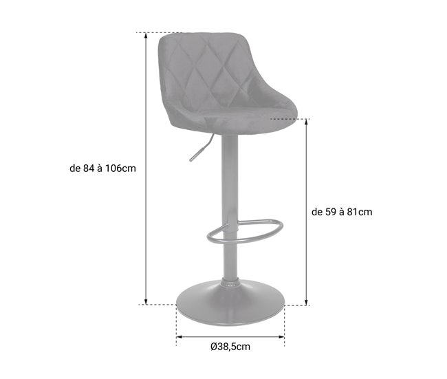 Conjunto de 2 bancos de bar em veludo ROBIN Azul