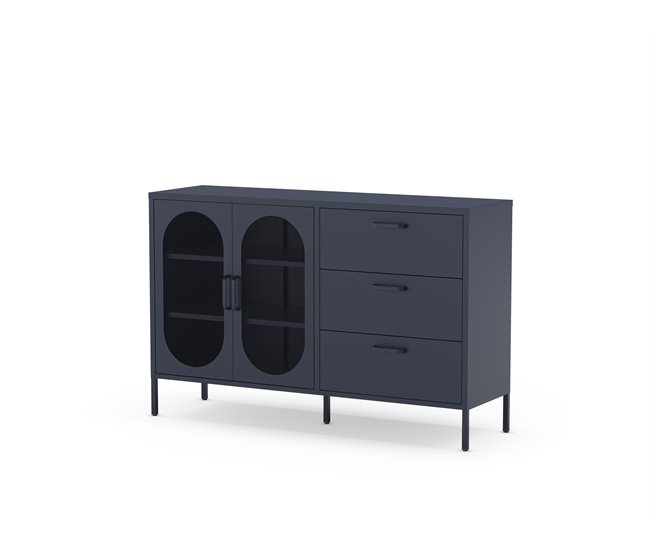 Aparador DIORA com 2 portas e 3 gavetas cor azul Azul