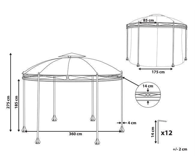Beliani Pérgola de Jardim SAFARA 368x368 Bege