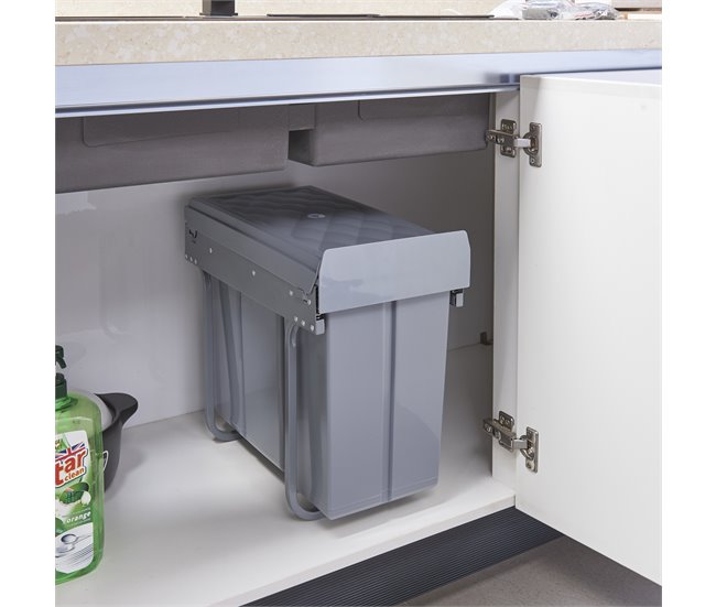 Caixote do lixo extraível Froland capacidade 3 x 10 L plástico Cinza