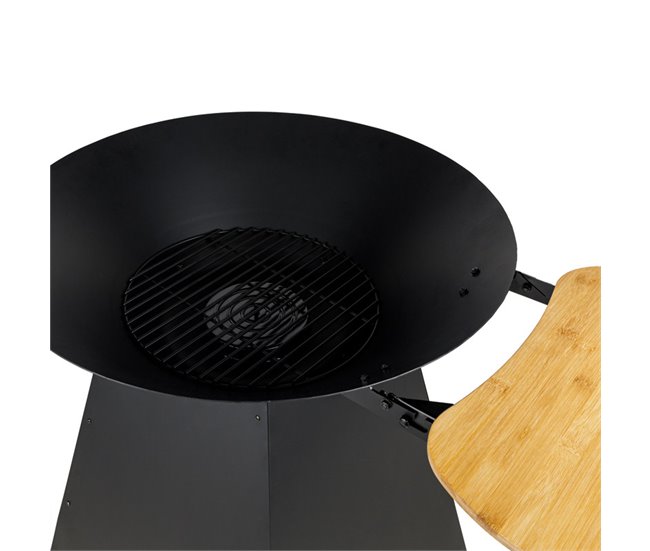 Braseiro de carvão vegetal com placa de ferro fundido esmaltado Preto