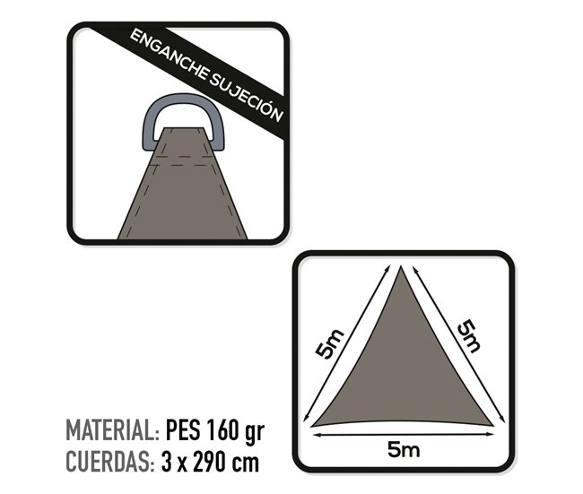 Toldo vela de sombra triangular Aktive Garden Antracite