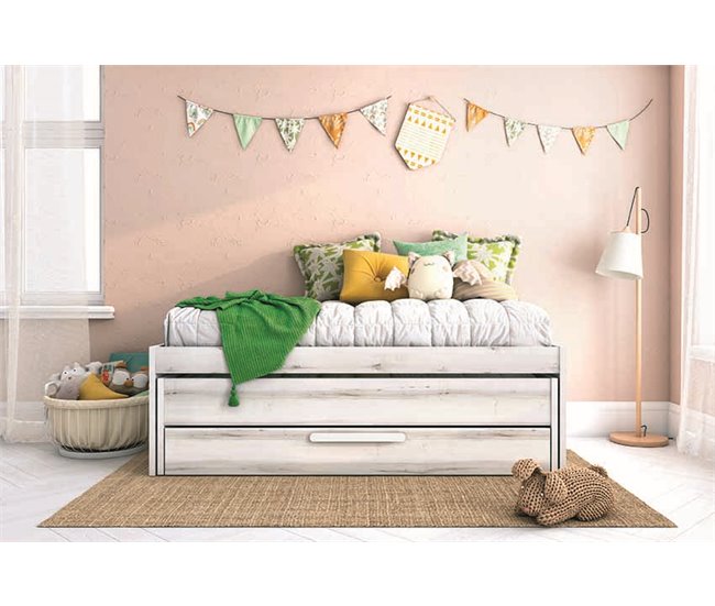 Cama gavetão 90x190cm SNOW cinza e branco Branco