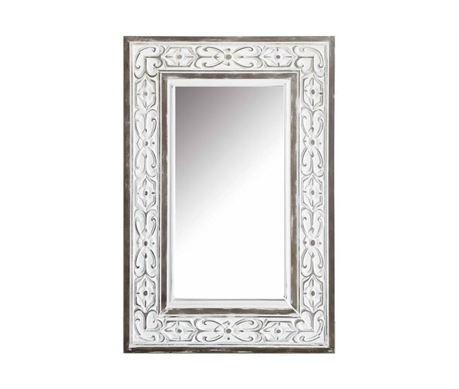 Espelho de parede antique 120X80X5cm Branco/ Madeira