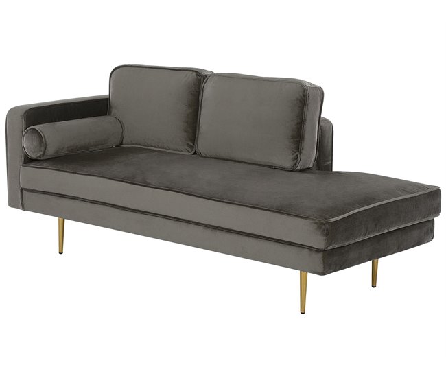 Beliani Chaise longue izquierdo Terciopelo MIRAMAS Cinza Escuro