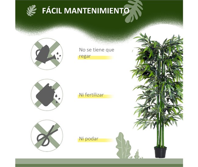 Bambú Artificial PE e cimento Outsunny Verde