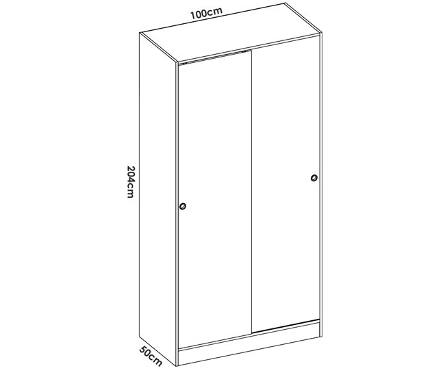 Armário 2 portas com efeito madeira 100 Branco