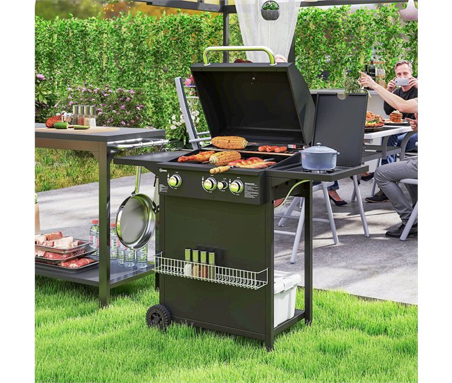 Barbecue a Gás Aço e ABS Outsunny Preto