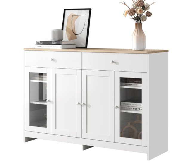 Aparador, cozinha, sala de estar, sala de jantar, gaveta, porta Branco