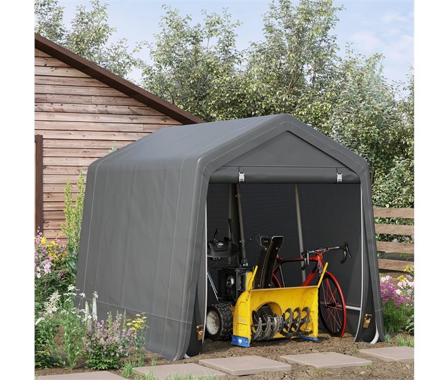 Abrigo de Exterior Metal e Tecido PE Outsunny Cinza