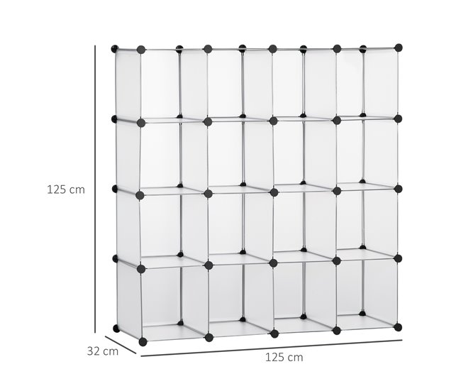 Armário Modular PP, aço HOMCOM, casa - móveis de armazenamento Transparente