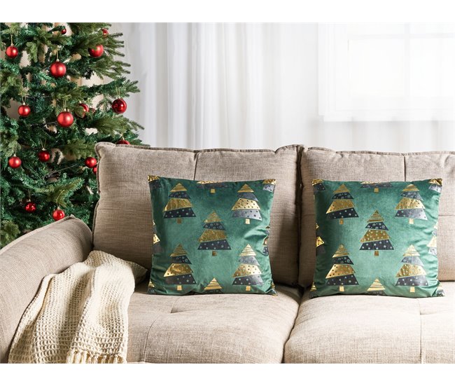 Beliani Almofada decorativa GOLDSPRUCE 45x45 Verde