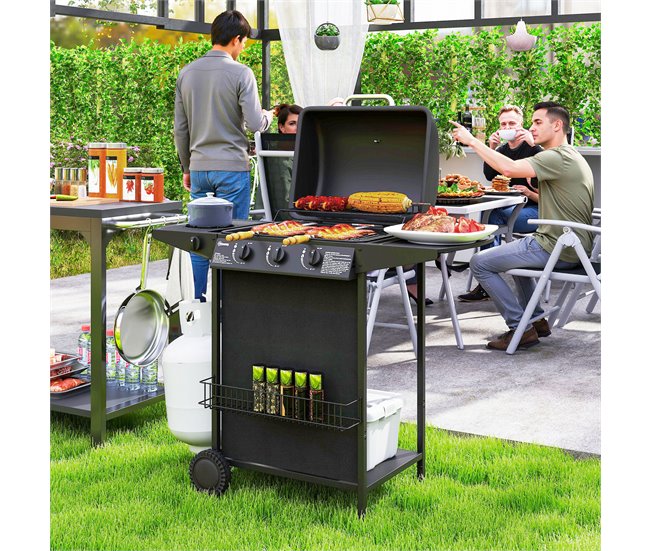 Barbecue a Gás Aço e ABS Outsunny Preto